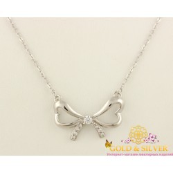Серебряное колье Бантик с камушками 860173с